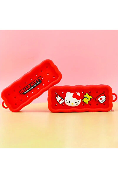 bundle island Silicone Red Children's Pencil Case with Hello Kitty Figure