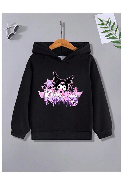 Massgai Hanorac cu glugă din bumbac personalizat cu imprimeu Graffiti Kuromi pentru copii
