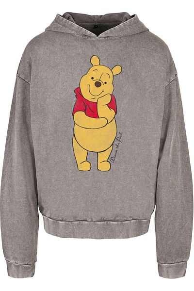 ABSOLUTE CULT Winnie The Pooh – Klassischer, übergroßer Kapuzenpullover mit Acid-Waschung