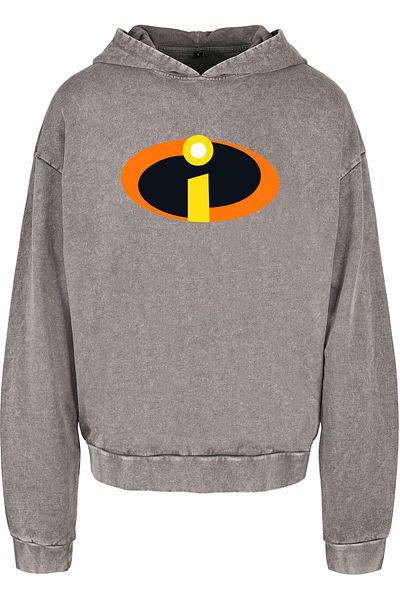 ABSOLUTE CULT The Incredibles 2 - Costume Logo Acid Washed Oversized Hoody