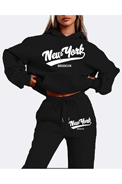 trend selection Set de trening pentru femei cu glugă supradimensionată cu imp...