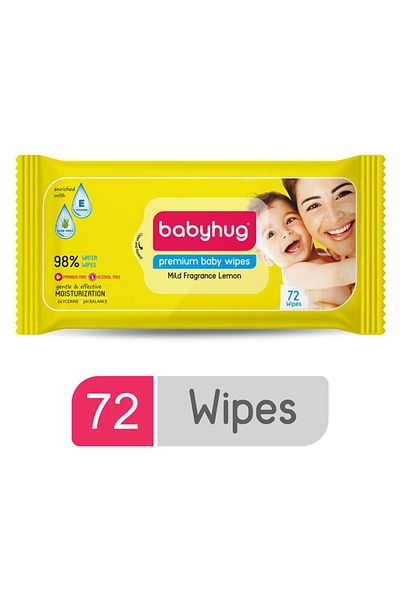 Babyhug Premium Baby Lemon Wipes - 72 Pieces