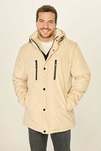 D1fference Бежеве чоловіче зимове пальто вітрозахисна парка з капюшоном
