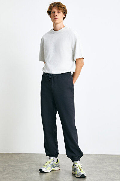 GRIMELANGE Brayan Men's - 3 Thread Anthracite Regular Fit Sweatpants, Elastic Leg