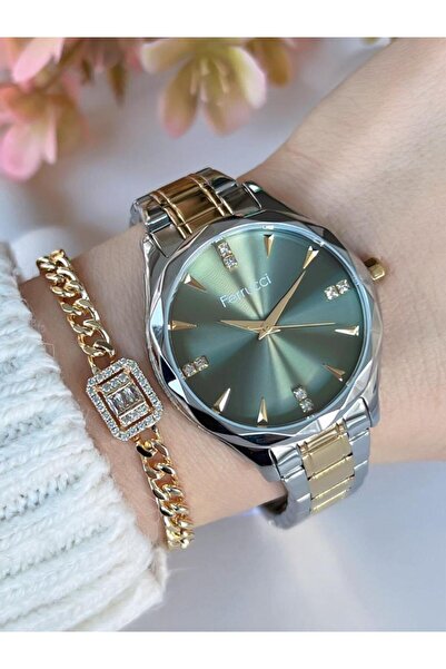 Ferrucci ساعة يد نسائية سوار فولاذي أسود اللون لا رمي 3 ATM مقاومة للماء FRC....