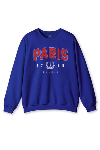 so cool Hanorac moale albastru cu imprimeu France Paris