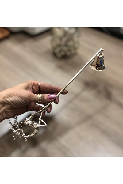 Mercan Tasarım Atölyesi Çiçek Boynuzlu Geyikli Mum Söndürücü-gümüş