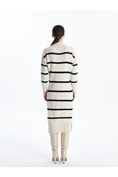 LC Waikiki Γυναικείο πλεκτό φόρεμα με ριγέ γιακά