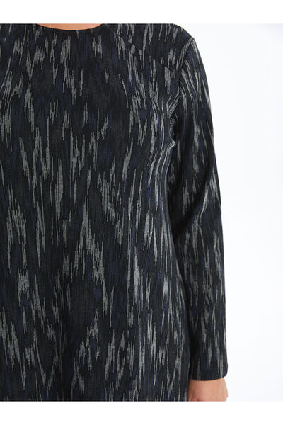 LC Waikiki Black Crew Neck Patterned Dress