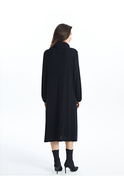 LC Waikiki Black Draped Neckline Dress