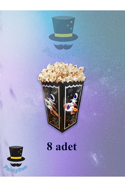 PartyPoo Space Themed Corn Box 8 Pieces |   Party Decoration and Snack Box