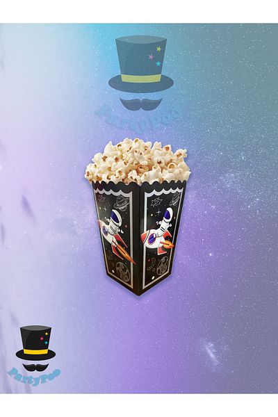 PartyPoo Space Themed Corn Box 8 Pieces |   Party Decoration and Snack Box