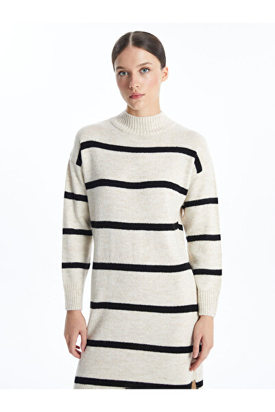 LC Waikiki Γυναικείο πλεκτό φόρεμα με ριγέ γιακά