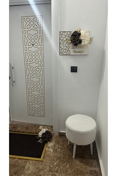 Mgs Kapı Süsü Ve Çerçeveli Paspas Takımı Beyaz Gold Renk (İSİM KISMINI MSJ YOLU ILE ILETİN LTF)