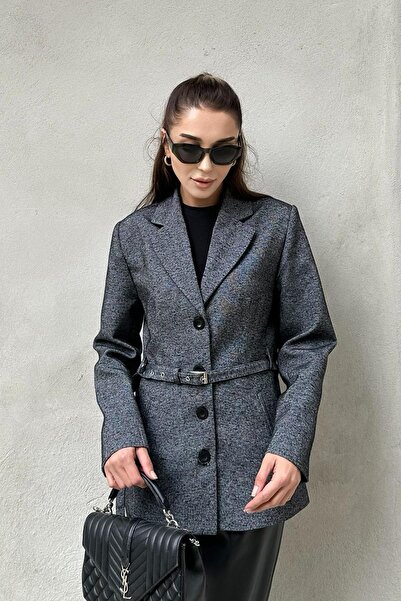 Modamesta Trendx Premium Kemerli Kadın Blazer Ceket