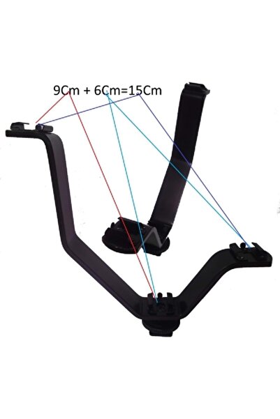 DP 15 cm V Braket, Üçlü Flaş Bağlama Aparatı, V Tipi Üçlü Braket