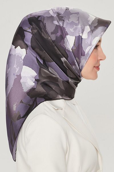 Armine Eșarfă din mătase din seră Nostalgia 8534D-81 Motiv floral MOV DESCHIS