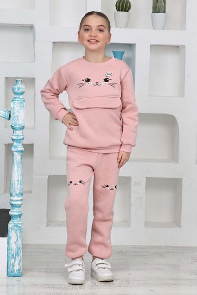 Sellfie Kids CAT PRINTED GIRL SUIT WITH COVER
