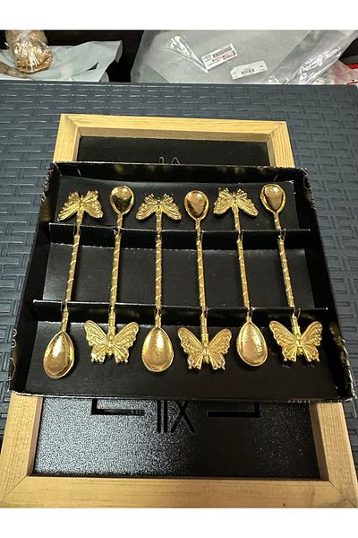 LeesHome 6 Pieces Gold Butterfly Model Teaspoons