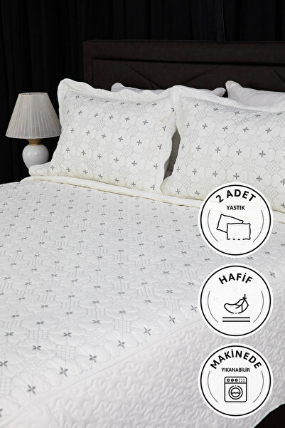 FAVORA Гонца Накішлі Капітоне Двоспальне Покривало - Срібне