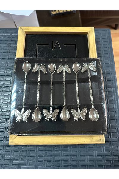 LeesHome 6 Pieces of Silver Butterfly Model Teaspoons