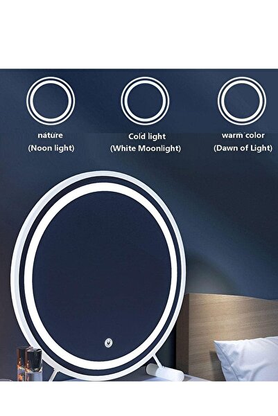 Taimi Black Round Makeup Mirror 40cm With 3 Lighting Modes