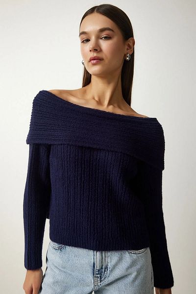 Nisantasimoda Women's Ribbed Degaje Collar Sweater