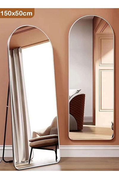Taimi Floor Arched Mirror 150x50cm With Aluminum Frame Silver