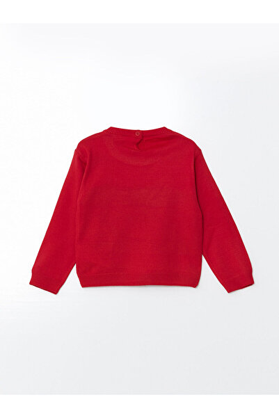 LC Waikiki LCW baby Kırmızı Bisiklet Yaka Minnie Mouse Baskılı Kız Bebek Triko Kazak