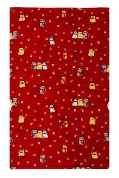 LC Waikiki LCW HOME Kırmızı Kedi Baskılı Tv Battaniyesi 100x150 Cm