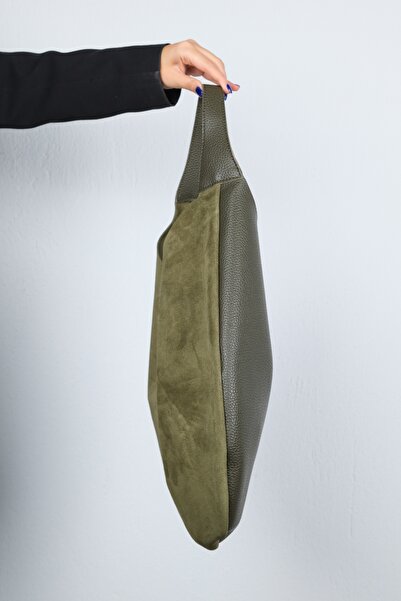 LuviShoes Puja Khaki Skin Khaki Genuine Suede Leather Women's Shoulder Bag