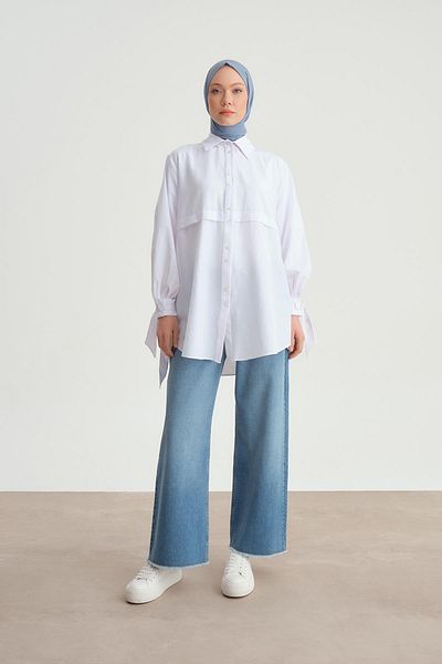 Armine Cămașă albă - Detaliu mâneci, Model 23k3441
