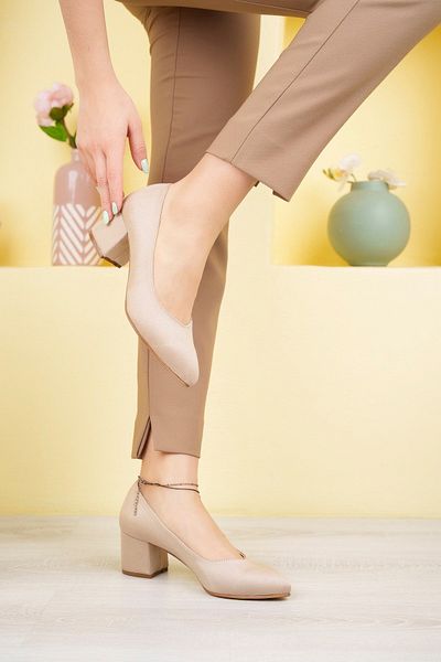 Aymood Nude Suede Pantofi de damă, eleganti, confortabili, de zi cu zi, cu toc scurt, înălțimea tocului 5 cm