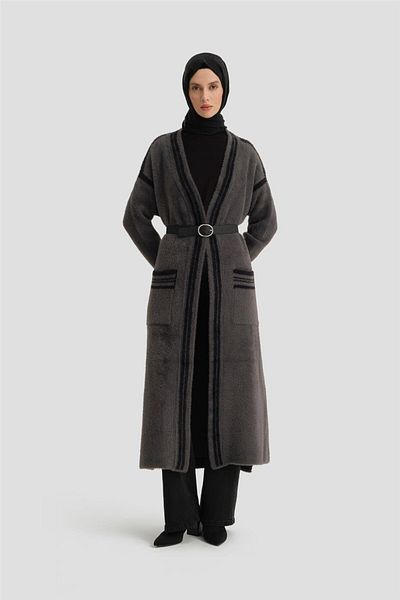 Armine Anthracite Plush Cardigan - 24Kd2801 Model