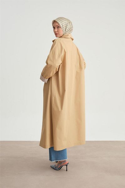 Armine Καμπαρντίνα με ριγέ μανσέτα 24y5502 - Camel