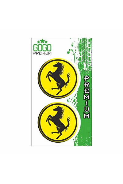 GOGOPREMİUM FERRARİ LOGO SARI (5X5 cm) İKİLİ DAMLA ETİKET