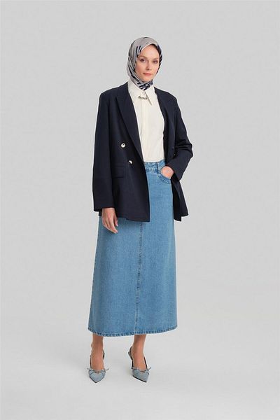 Armine Navy Blue Double Button Jacket - 24Y5411