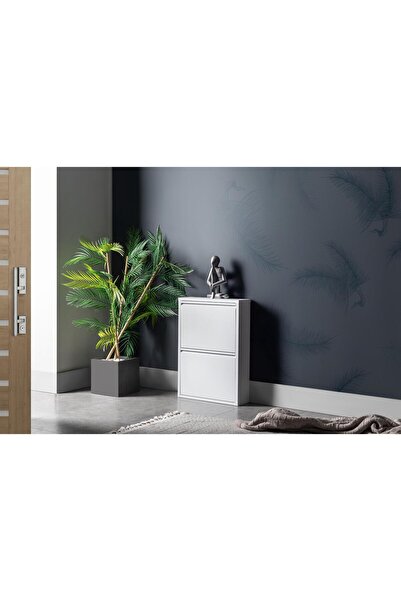 ReHome 2 Raflı Metal Ayakkabılık | Beyaz | Ayakkabı Rafı |