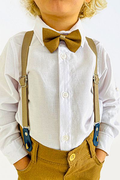 LULU Kids "Oxford" Boy's Suit Set of 4 with Bow Tie and Slopet