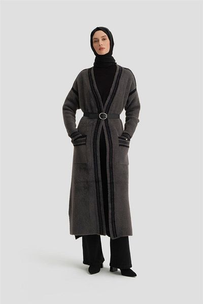 Armine Anthracite Plush Cardigan - 24Kd2801 Model