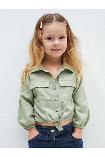 LC Waikiki Lcw Baby Green Long Sleeve Basic Baby Girl Shirt