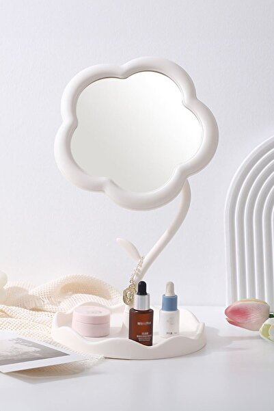 Chavin Masa üstü Beyaz Plastik Papatya Makyaj Masa Aynası Takı Standı cin889by