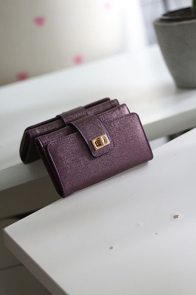 Moom Bag Women's Purple Gold Accessory Detailed Wallet