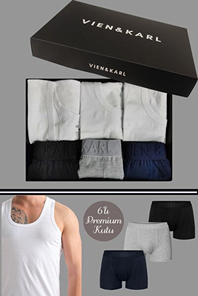 Vien&Karl Ανδρικό Σετ 3 βαμβακερό Lycra Μαύρο Γκρι Navy Blue Boxer 3 εσώρουχα