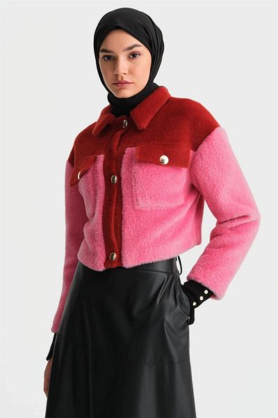 Armine Red 24K5600 Model Block Plush Jacket