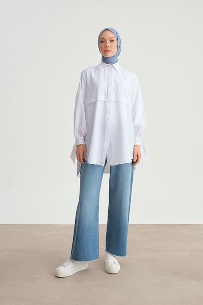 Armine Cămașă albă - Detaliu mâneci, Model 23k3441