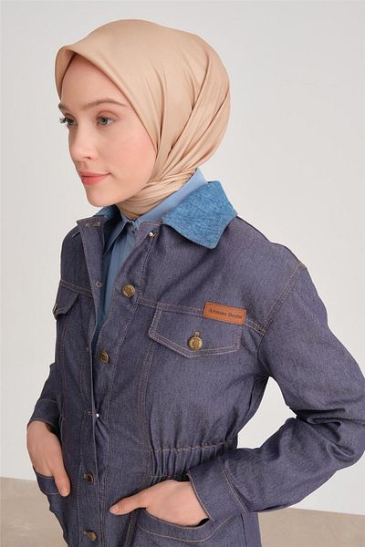 Armine Elastic Waist Denim Jacket 24Y5408 Navy Blue