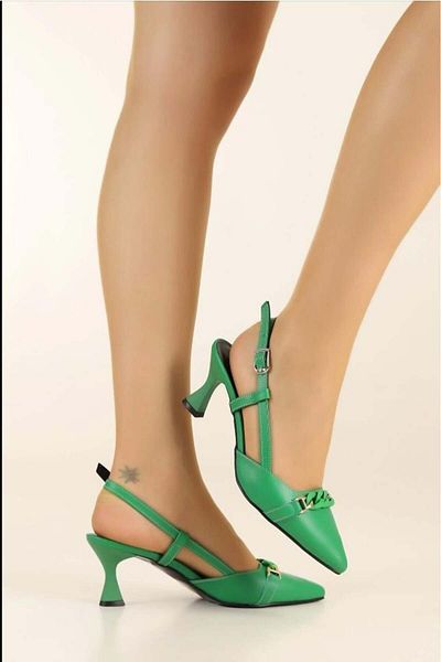 Aymood Chain Heeled Women's Shoes Heel Height 7 Cm