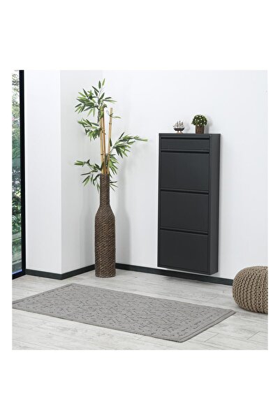 ReHome 3+1 Raflı Metal Ayakkabılık | Siyah | Ayakkabı Dolabı