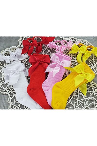 ÖZKARDEŞLER BABY Baby and Children's Knee-High Socks and Bow-Tie Socks, 4-Pack
